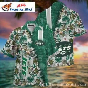 Signature Palm Trees And Helmets New York Jets Hawaiian Shirt – Jets Aloha Shirt