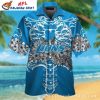 Skeleton Tropical Hibiscus Swirl Detroit Lions Hawaiian Shirt Mens