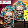 Skull Graphic Miami Dolphins Hawaiian Shirt – Edgy Team Style