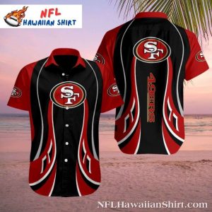 Sleek Swirl 49ers Hawaiian Button-Up Shirt – Team Spirit Edition