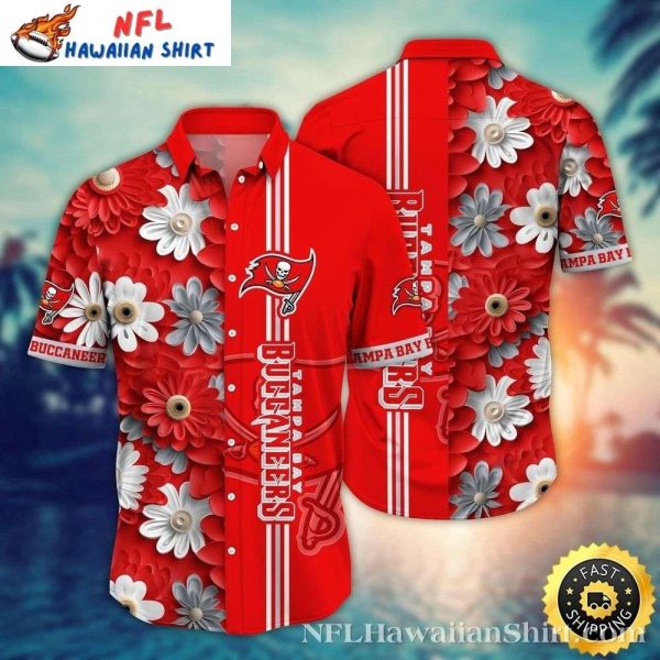 Sporty Striped Tampa Bay Buccaneers Aloha Shirt