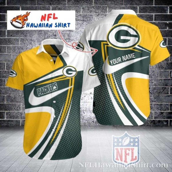 Sporty Swirl Green Bay Packers Personalized Hawaiian Shirt With Nike Logo