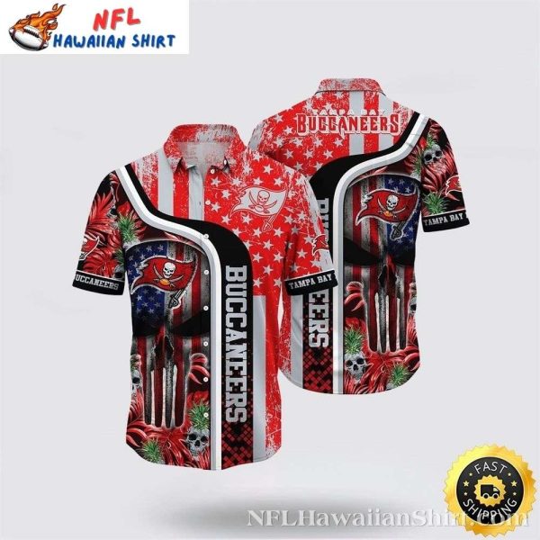 Star-Spangled Tampa Bay Buccaneers NFL Hawaiian Shirt – Skull Halloween Design