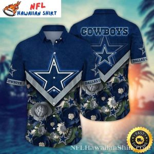 Starry Plumeria Dallas Cowboys Aloha Shirt – Navy Night Flora