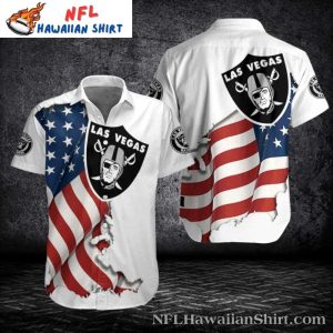 Stars And Stripes Tackle – Raiders Patriotic Hawaiian Shirt