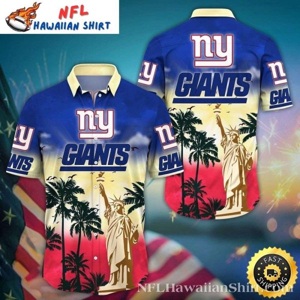 Statue Of Liberty NY Giants Sunset Skies Aloha Shirt