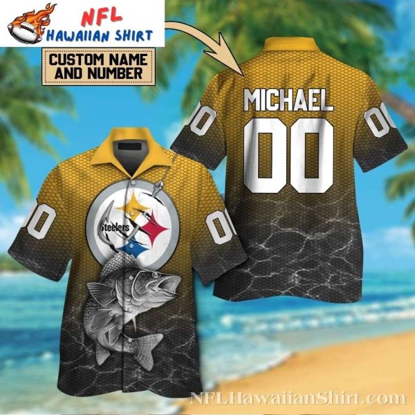 Steelers Angler’s Dream Customizable Black And Gold Fish Hawaiian Shirt