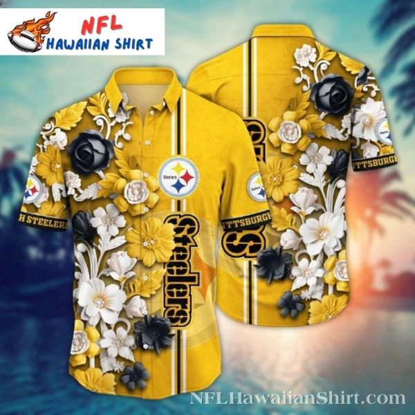 Steelers Pride Yellow Floral Emblem Hawaiian Shirt