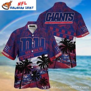 Sunset Palms NY Giants Relaxing Tropical Hawaiian Shirt