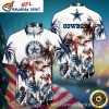 Sunset Palms White Dallas Cowboys Tropical Hawaiian Shirt