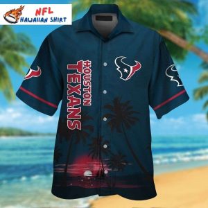 Sunset Silhouette Houston Texans Hawaiian Shirt – Evening Glow Palm Trees