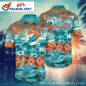 Sunset Splash Men’s Miami Dolphins Tropical Shirt – Hawaiian Edition