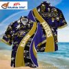 Sunset Stripes Baltimore Ravens Purple Gold Hawaiian Shirt