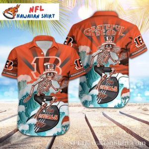 Surfing Skeleton Cincinnati Bengals Hawaiian Shirt – Grateful Dead Bengals Aloha Shirt