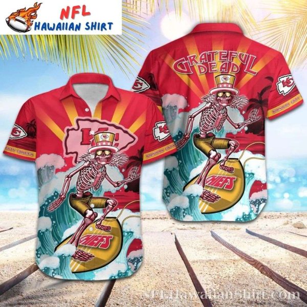 Surfing Skeleton Kansas City Chiefs Chiefs Island Vibe Hawaiian Shirt