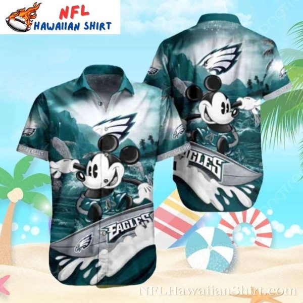 Surf’s Up Funny Mickey Surfing Eagles Hawaiian Shirt Philadelphia Style