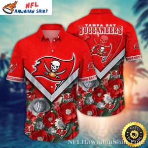 Tampa Bay Buccaneers Botanical Red Hawaiian Shirt