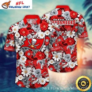 Tampa Bay Buccaneers Red Floral Fanfare NFL Hawaiian Shirt