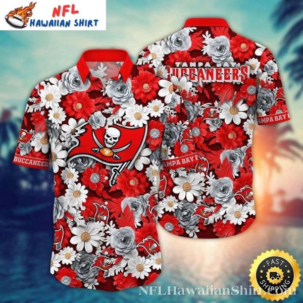 Tampa Bay Buccaneers Red Floral Fanfare NFL Hawaiian Shirt