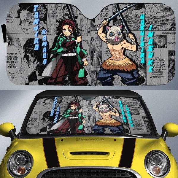 Tanjiro And Inosuke Car Sunshade Custom Demon Slayer Anime Mix Mangas