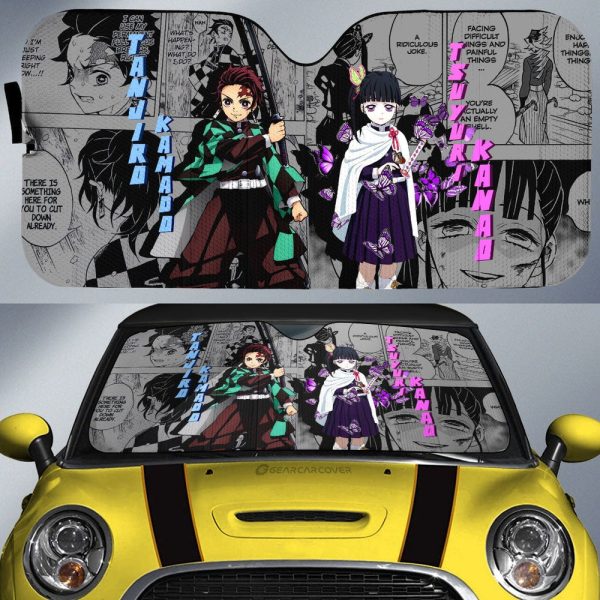 Tanjiro And Kanao Car Sunshade Custom Demon Slayer Anime Mix Mangas