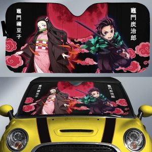 Tanjiro And Nezuko Car Sunshade Custom Demon Slayer Anime Car Accessories