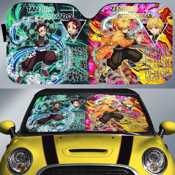 Tanjiro And Zenitsu Car Sunshade Custom Demon Slayer Anime Car Accessories