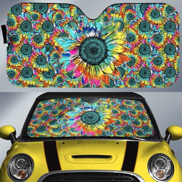 Tie Dye Sunflower Car Sunshade Custom Car Decoration