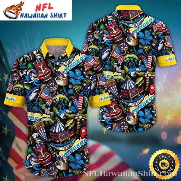 Tiki Fiesta Los Angeles Chargers Hawaiian Shirt