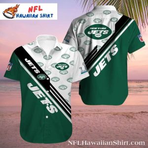 Touchdown Style Diagonal Stripe NY Jets Hawaiian Shirt – New York Jets Fashion Aloha Shirt