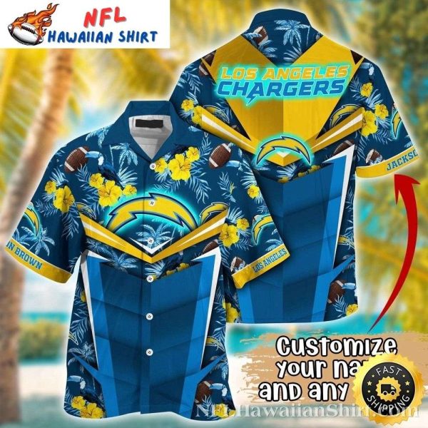 Touchdown Tropics Los Angeles Chargers Customizable Hawaiian Shirt