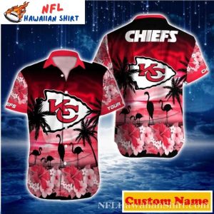 Tropical Flamingo Kansas City Chiefs Sunset Hawaiian Shirt