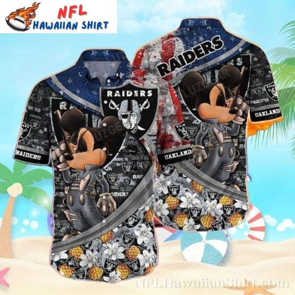 Tropical Las Vegas Raiders Hawaiian Shirt Logo With Cool Mickey Design