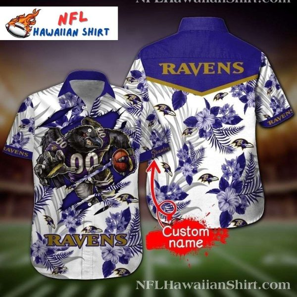 Tropical Mascot Fury – Personalized Baltimore Ravens Hawaiian Shirt