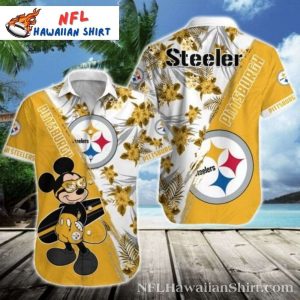 Tropical Mickey Fanfare – Pittsburgh Steelers Aloha Shirt