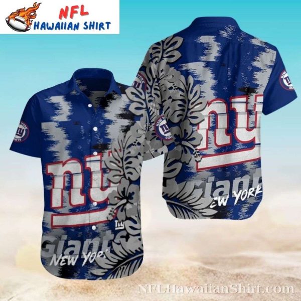 Tropical Monochrome NY Giants Foliage Print Aloha Shirt