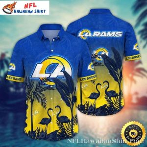 Tropical Oasis LA Rams Hawaiian Shirt – Flamingo Sunrise Edition