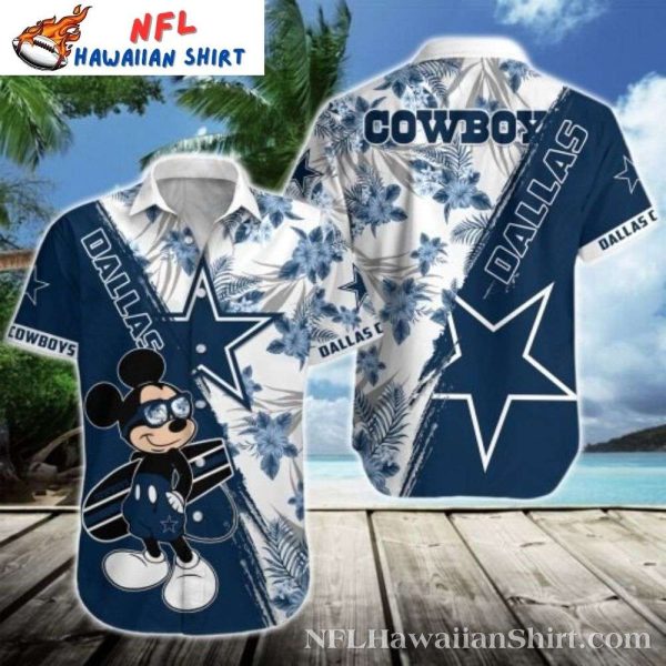 Tropical Palms And Cheerful Mickey Mouse Cowboys Hawaiian Shirt