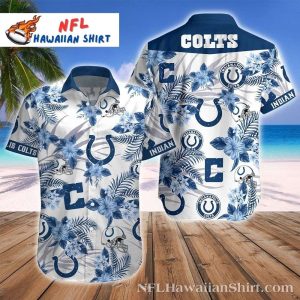 Tropical Touchdown – Indianapolis Colts Floral Burst Hawaiian Shirt