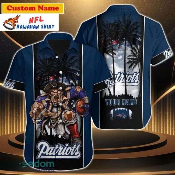 Twilight Palm – Personalized New England Patriots Mascot Hawaiian Button-Up