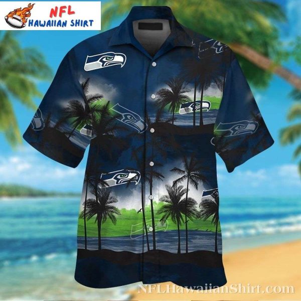 Twilight Tackle – Seahawks Ocean Horizon Hawaiian Shirt