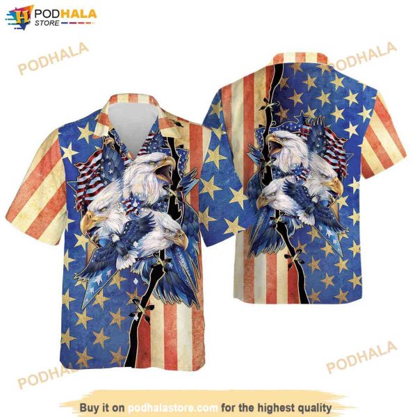 US Flag Eagle Patriotic Hawaiian Shirt