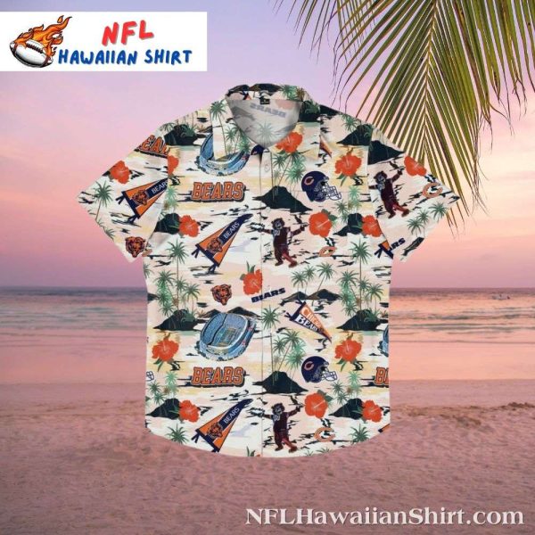 Vintage Stadium Chicago Bears Hawaiian Shirt – Men’s Retro Sports Getaway