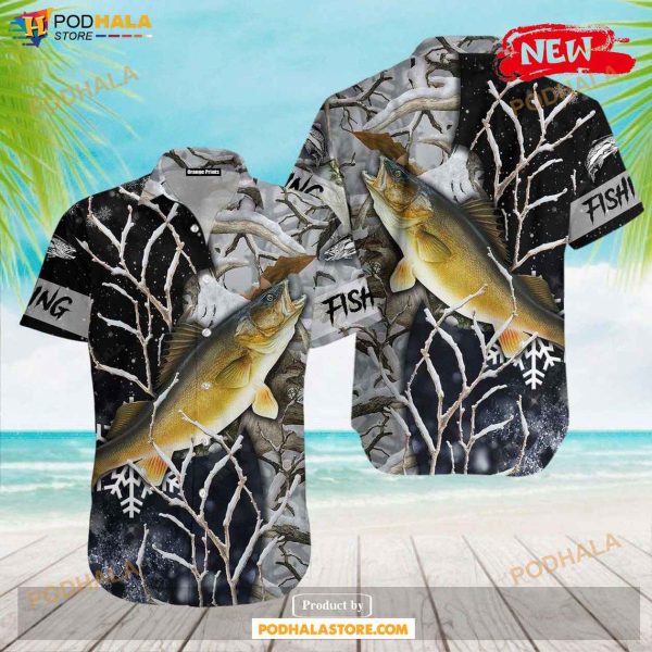 Walleye Ice Fishing Gear For Summer Hawaiian Shirt