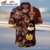 Washington Commanders Aloha Shirt With Mickey Tropical Flowers Design