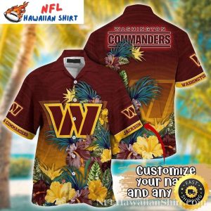 Washington Commanders Palm And Hibiscus Tropical Hawaiian Shirt