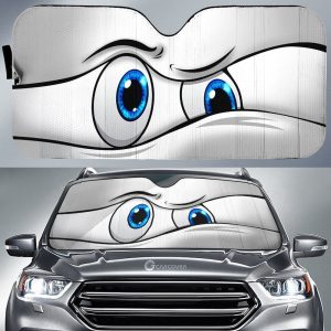 White Curious Car Eyes Sun Shade Custom Car Accessories Funny Gifts