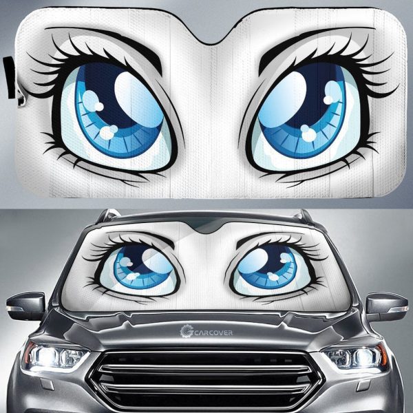 White Cute Car Eyes Sun Shade Custom Cool Car Accessories