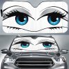 White Glam Car Eyes Sun Shade Custom Funny Car Accessories