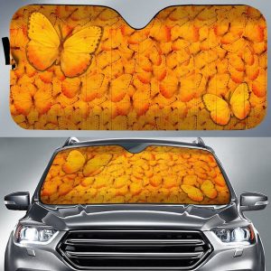 Yellow Butterfly Car Sunshade Custom Beautiful Car Accessories